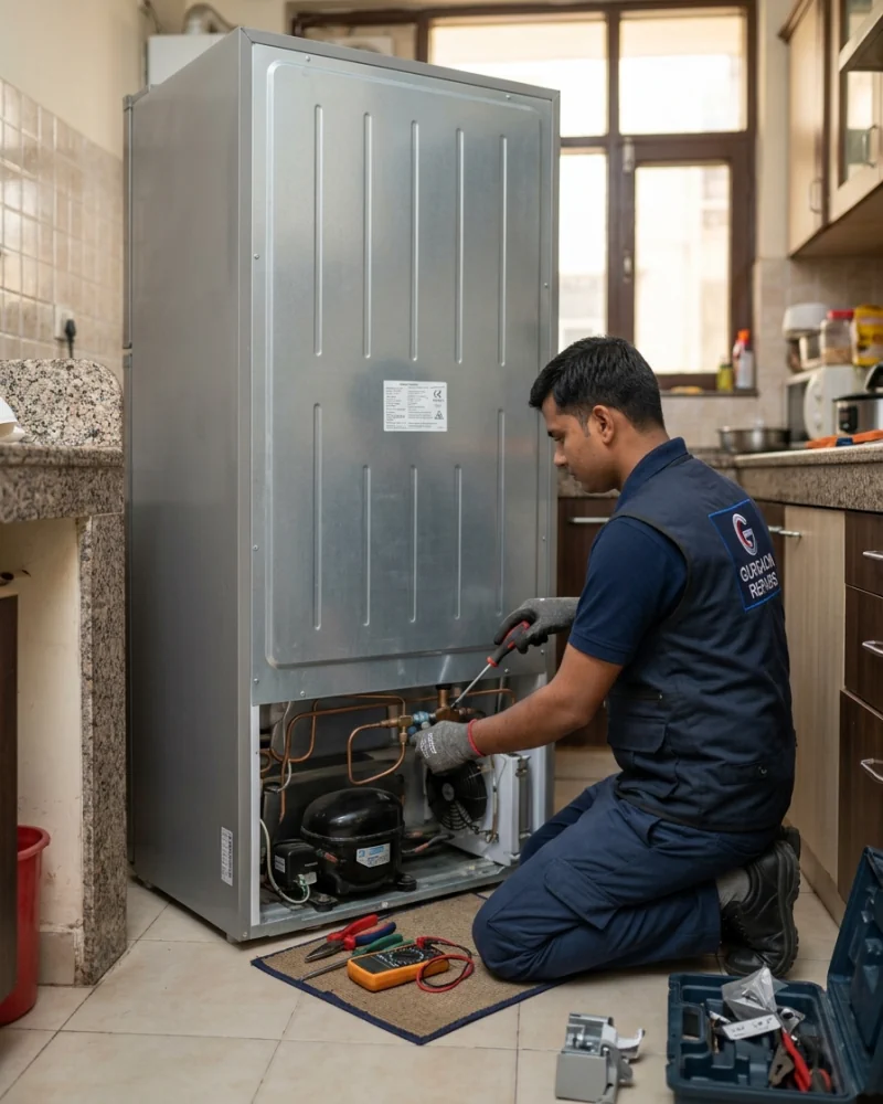 Technician repairing refrigerator in Gurgaon